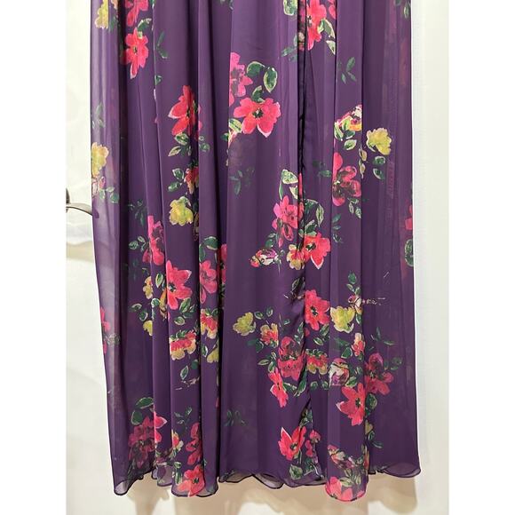 Mac Duggal Long Sleeve Ruched Top Deep V-Neckline Gown Purple Size 10 NWT #68558 - Picture 8 of 16